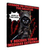 Lienzo de gato "El Ninja de las Galletas" 60x60 cm / 24x24″