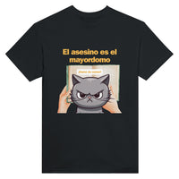 Camiseta Unisex Estampado de Gato "El Misterio del Mayordomo" Michilandia | La tienda online de los fans de gatos