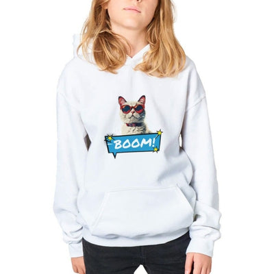 Sudadera con capucha júnior estampado de gato 