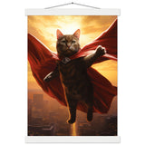 Póster semibrillante de gato con colgador "Super Kitty en Metrópolis"