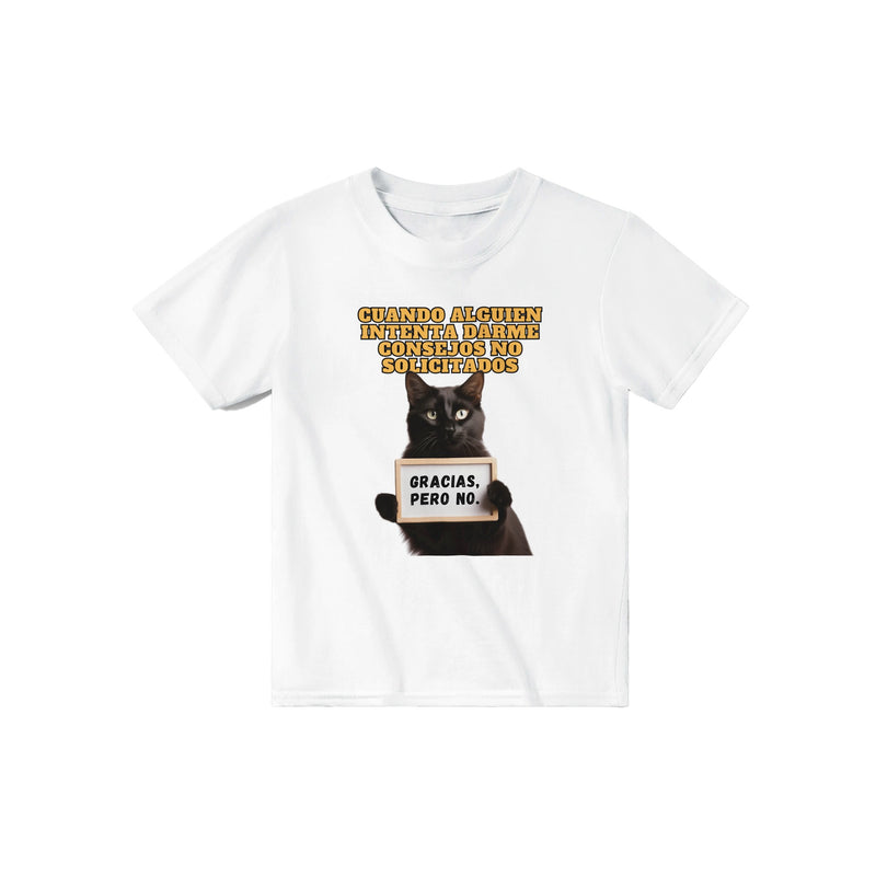 Camiseta Junior Unisex Estampado de Gato "No Gracias" Michilandia | La tienda online de los fans de gatos