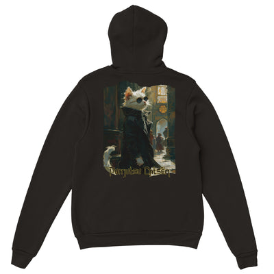 Sudadera con capucha Prémium Unisex Impresión Trasera de Gato 