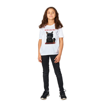 Camiseta Junior Unisex Estampado de Gato "Navidad a Ciegas" Michilandia | La tienda online de los fans de gatos