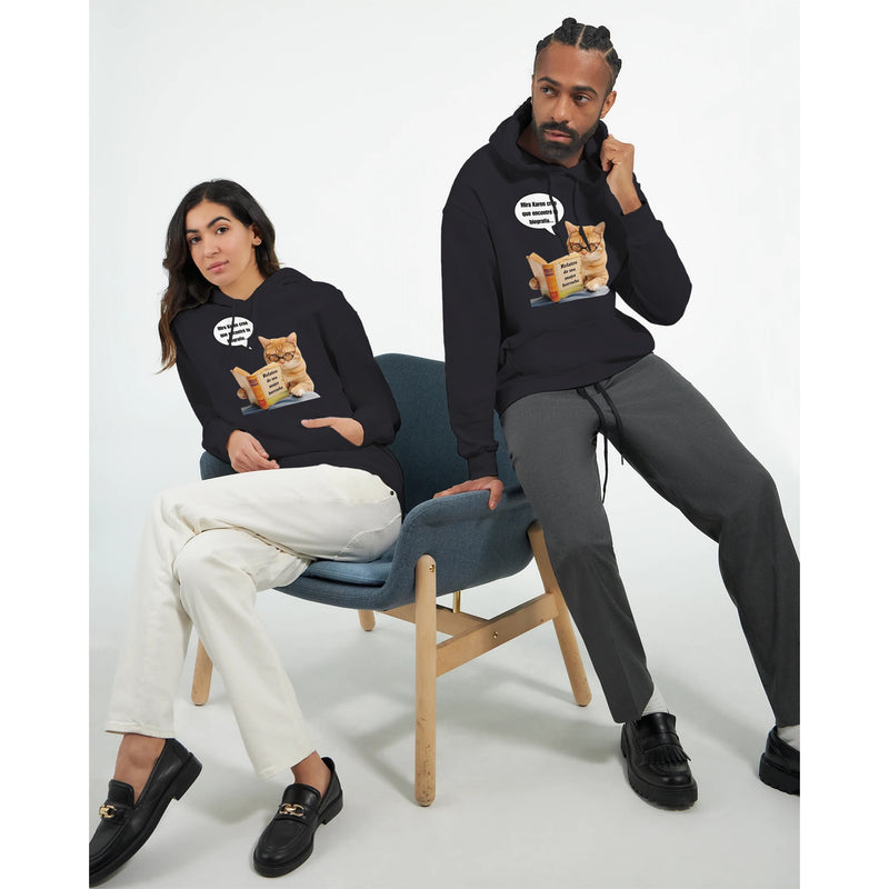 Sudadera con Capucha Unisex Estampado de Gato "Biografía de Karen" Michilandia