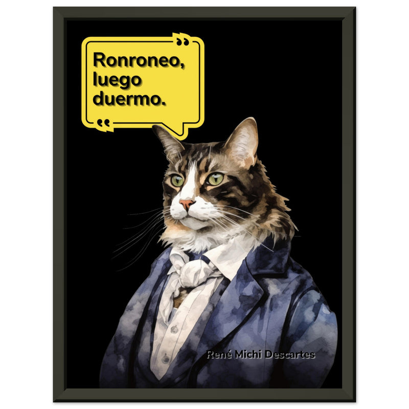 Póster Semibrillante de Gato con Marco Metal "René Michi Descartes" Michilandia | La tienda online de los amantes de gatos