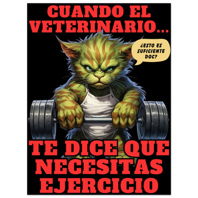 Panel de aluminio impresión de gato "Michi Hulk en el Gym" Michilandia | La tienda online de los amantes de gatos