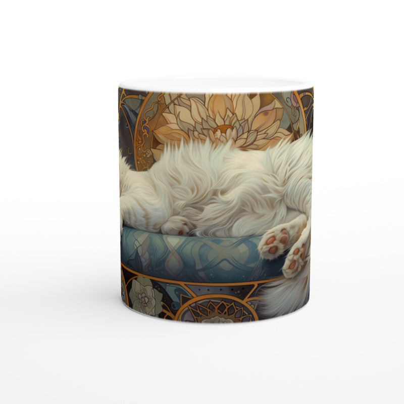 Taza Blanca con Impresión de Gato "Elegancia Nouveau" Michilandia | La tienda online de los fans de gatos