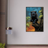 Póster semibrillante de gato con marco metal "Merodeador de Wakanda"