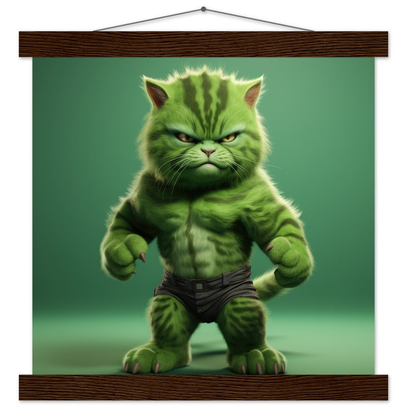 Póster semibrillante de gato con colgador "Michi Hulk" Gelato