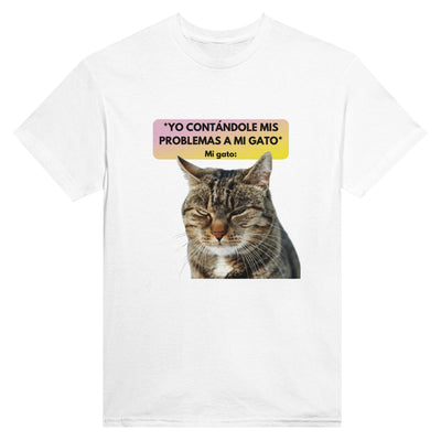 Camiseta Unisex Estampado de Gato "Miau Indiferente" Michilandia