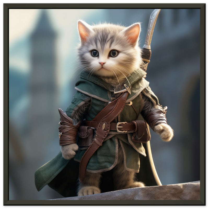 Póster semibrillante de gato con marco metal "Michi Legolas" Gelato