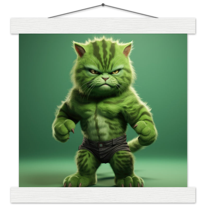 Póster semibrillante de gato con colgador "Michi Hulk" Gelato