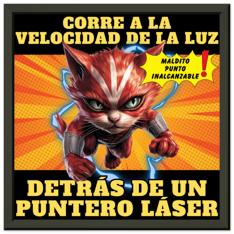 Póster Semibrillante de Gato con Marco Metal "Flash Cat" Michilandia | La tienda online de los amantes de gatos