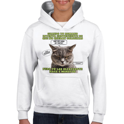 Sudadera con capucha júnior estampado de gato 