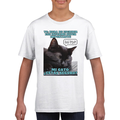 Camiseta Junior Unisex Estampado de Gato 