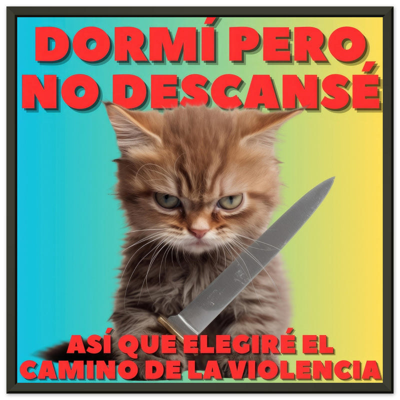 Póster Semibrillante de Gato con Marco Metal "Amanecer Agresivo" Michilandia | La tienda online de los fans de gatos