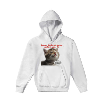 Sudadera con capucha júnior estampado de gato 