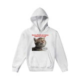 Sudadera con capucha júnior estampado de gato "Mirada Culpable" Michilandia | La tienda online de los fans de gatos