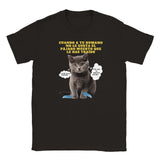 Camiseta Junior Unisex Estampado de Gato "Regalo Incomprendido" Negro