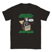 Camiseta júnior unisex estampado de gato "Misión de Michi Snake" Negro