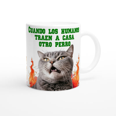 Taza blanca con impresión de gato "¿Otro perro?" Gelato