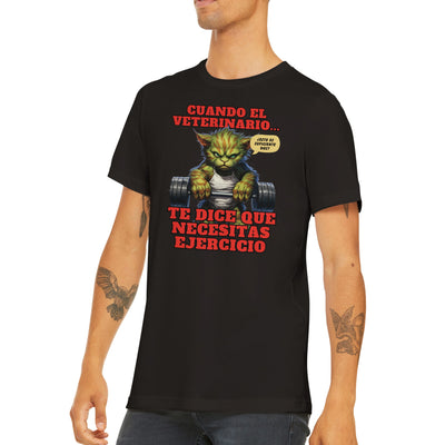 Camiseta unisex estampado de gato "Michi Hulk en el Gym" Michilandia | La tienda online de los amantes de gatos