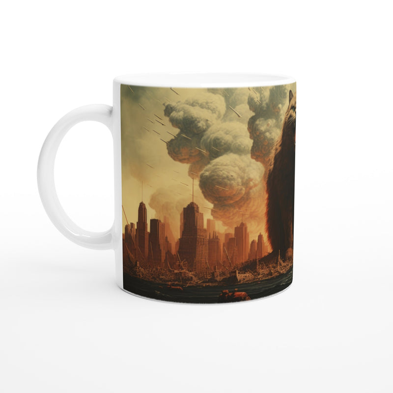 Taza blanca con impresión de gato "Catzilla Unleashed" Michilandia | La tienda online de los amantes de gatos