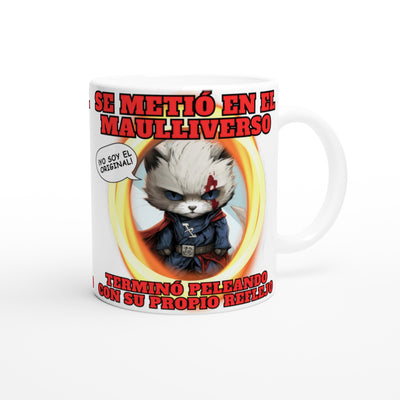 Taza blanca con impresión de gato "El Maulliverso" Michilandia | La tienda online de los amantes de gatos