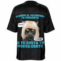 Camiseta de fútbol unisex estampado de gato "El Desastre Peluquero" Subliminator