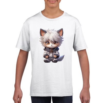 Camiseta júnior unisex estampado de gato 