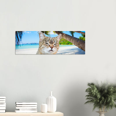 Panel de aluminio impresión de gato "Sorpresa Tropical" Michilandia | La tienda online de los fans de gatos