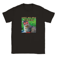 Camiseta júnior unisex estampado de gato "Hokuto no Meme" Negro