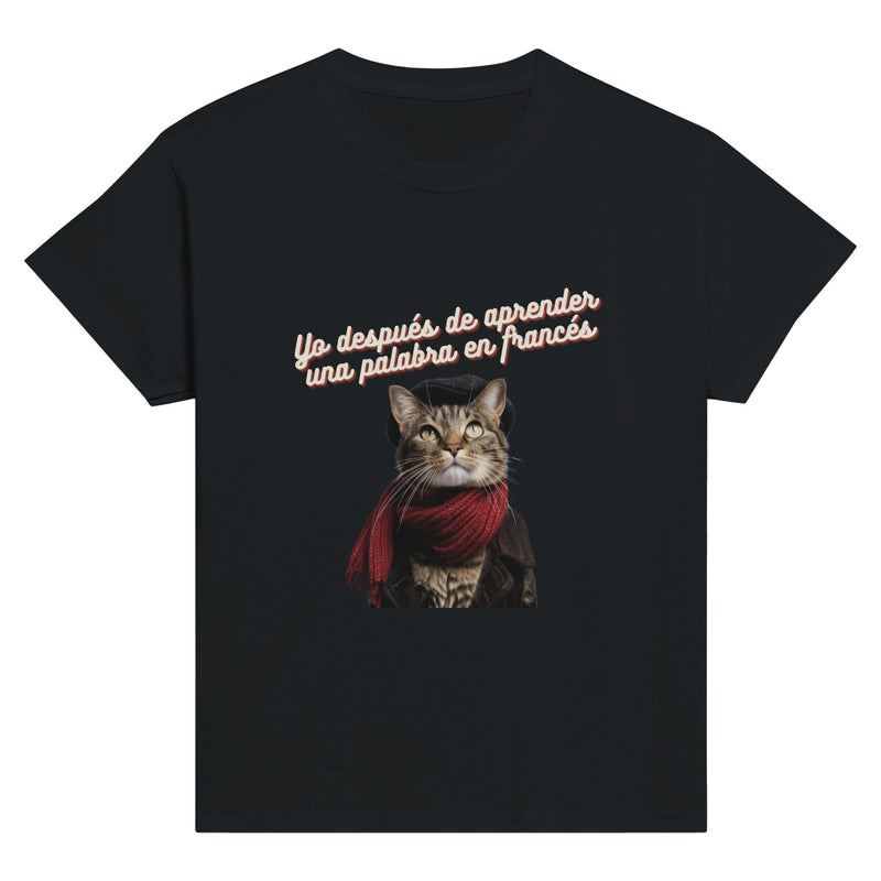 Camiseta Junior Unisex Estampado de Gato "Top Chat" Michilandia | La tienda online de los fans de gatos