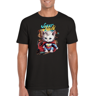 Camiseta unisex estampado de gato "El Super Michi" Gelato