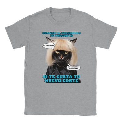 Camiseta unisex estampado de gato "El Desastre Peluquero" Michilandia | La tienda online de los amantes de gatos