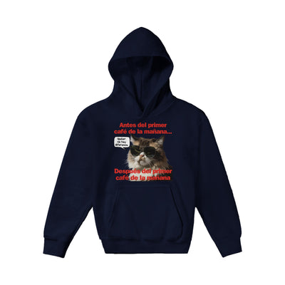 Sudadera con capucha júnior estampado de gato "Amanecer Grumpy" Michilandia | La tienda online de los fans de gatos