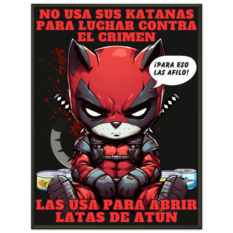 Póster Semibrillante de Gato con Marco Metal 