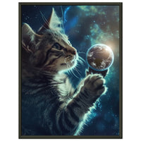 Póster Semibrillante de Gato con Marco Metal "Explorador Estelar" Michilandia | La tienda online de los fans de gatos