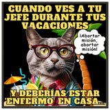 Póster Semibrillante de Gato con Marco Metal "Vacaciones Clandestinas" Michilandia | La tienda online de los amantes de gatos