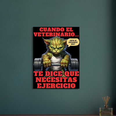 Panel de aluminio impresión de gato "Michi Hulk en el Gym" Michilandia | La tienda online de los amantes de gatos