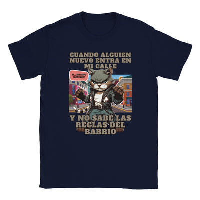 Camiseta unisex estampado de gato "El Chico Malo Miau" Michilandia | La tienda online de los fans de gatos