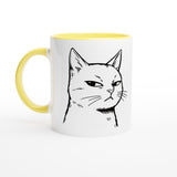 Taza Bicolor con Impresión de Gato "Mirada Sospechosa" Michilandia