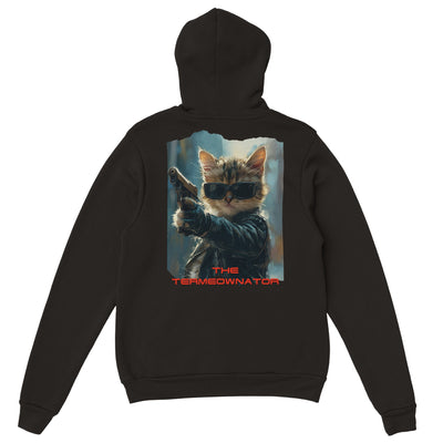 Sudadera con capucha Prémium Unisex Impresión Trasera de Gato 