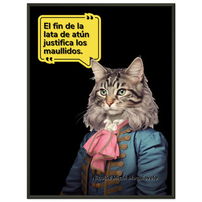 Póster Semibrillante de Gato con Marco Metal 