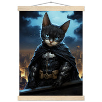 Póster semibrillante de gato con colgador "Travesuras en Gotham"