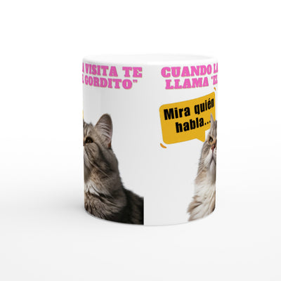 Taza blanca con impresión de gato "Mira Quién Habla" Michilandia | La tienda online de los amantes de gatos