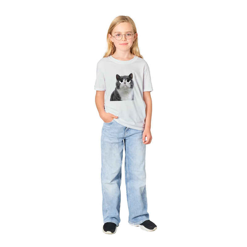 Camiseta Junior Unisex Estampado de Gato "Triste pero Gracioso" Michilandia