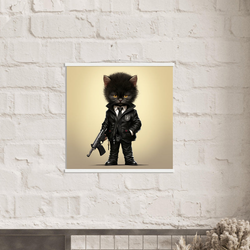 Póster semibrillante de gato con colgador "Michi Jules Winnfield" Gelato