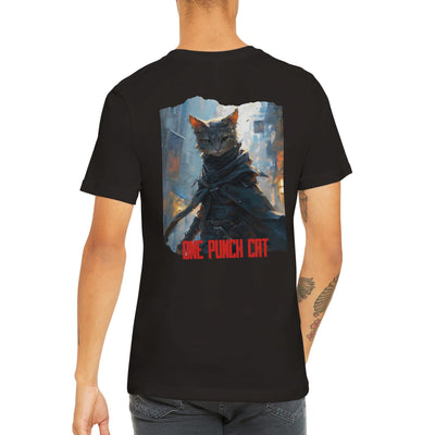 Camiseta Prémium Unisex Impresión Trasera de Gato 