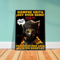 Póster Semibrillante de Gato con Marco Metal "¡Get Over Here, Atún!" Michilandia | La tienda online de los amantes de gatos